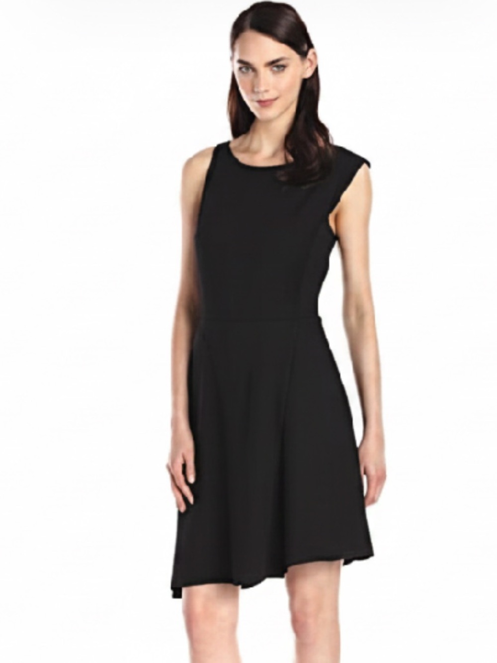 Halston Heritage Asymmetric Black Sleeveless Fit-and-Flare Dress ❤️❤️